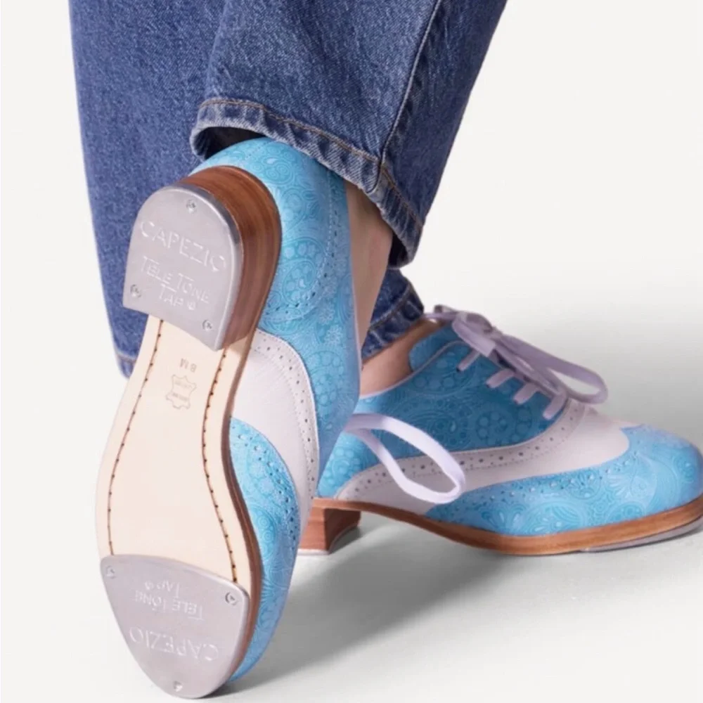 Capezio Roxy Limited Edition Tap Shoe NWT 🩵🤍🩵 - Picture 2 of 3
